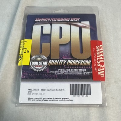 Advanced Performance Series CPU AMD Athlon 64 3300+ Newcastle NEW IN PACKAGE 