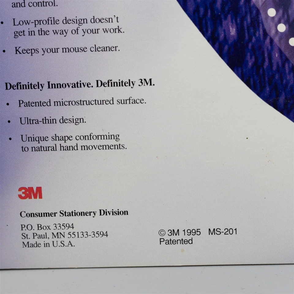 3M Mousepad Vintage 1995 High Quality Purple Black Thin Textured Surface USA - Image 3 of 4