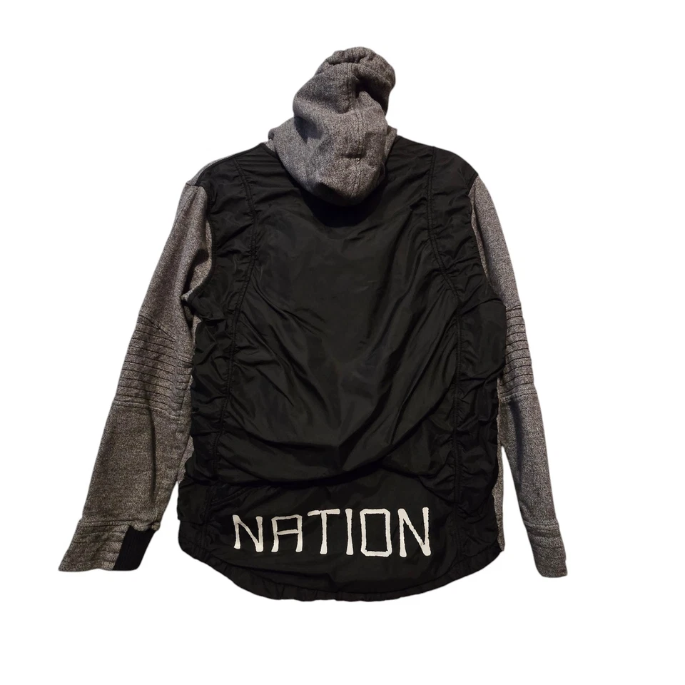 Sudadera con Capucha Parish Nation MED Gris Negro Logo Grunge Patinador Ropa de Calle  Foto 2 de 4