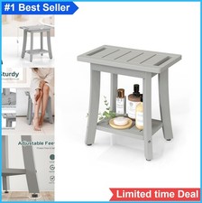 Shower Bench Stool HIPS Waterproof 350 lb Capacity Grey Non-Slip Adjustable