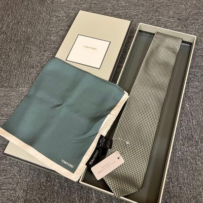 TomFord Necktie Pocket Square Set Authentic 148cm 40x40cm Ready Excellent