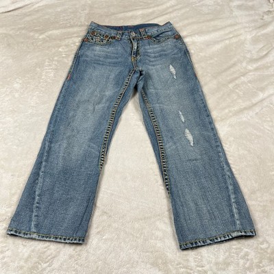 True Religion Jeans Joey Super T Mens Size 30x27 Blue Thick Stitch USA Made Deni