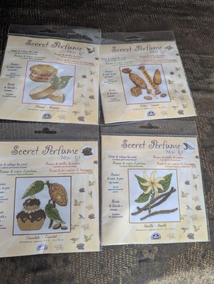 4 Vintage DMC Secret Parfum Kreuzstich Mini Kits Duftfaden 2008 OOP