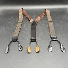 Men  s Vintage Red Brown Gold Suspenders Black Leather Unbranded, adjustable