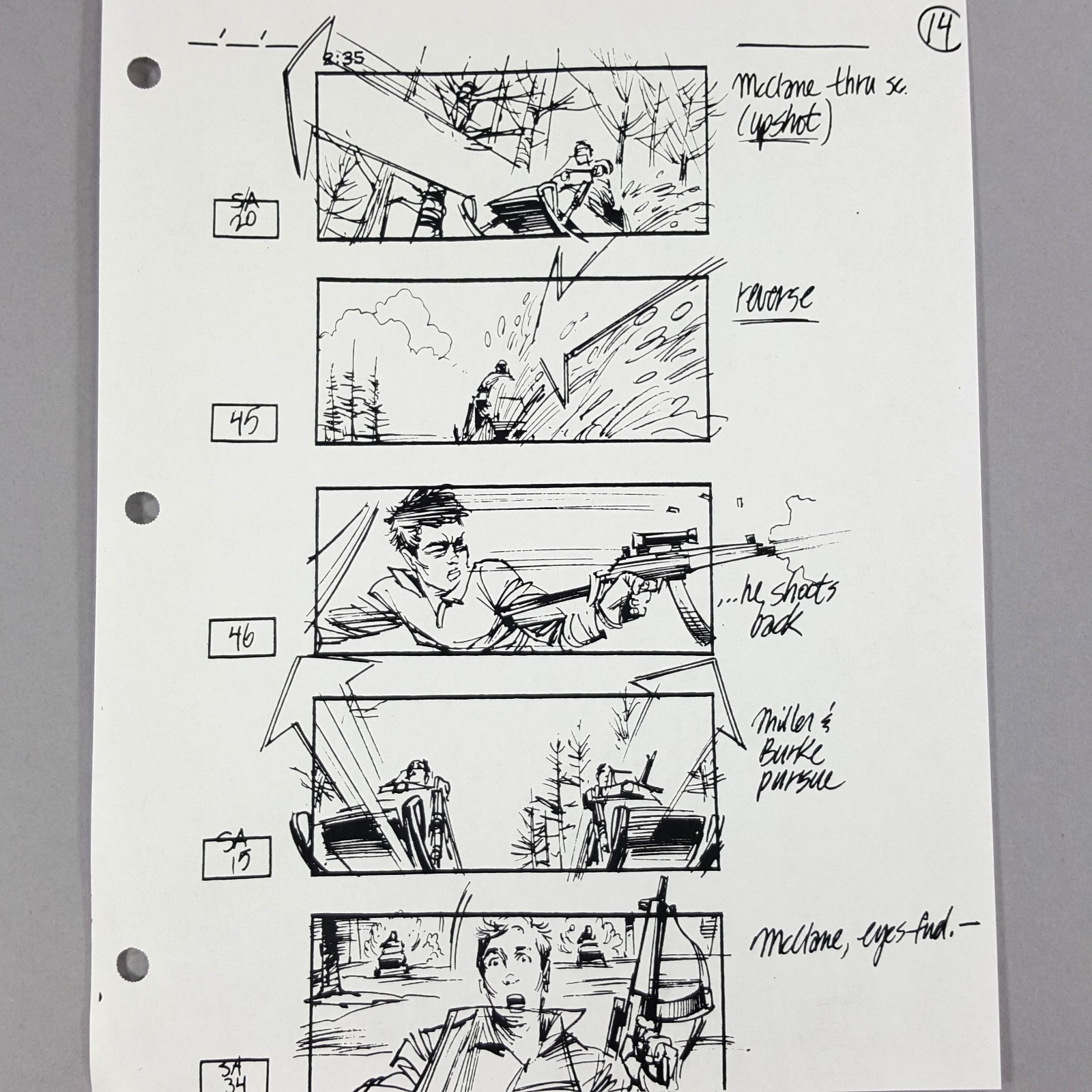 Image 8 of Die Hard 2 - Production Used Storyboard, Bruce Willis Snowmobile Chase, Prop 14