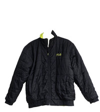 FILA Reversable Boys Black, Green Polyester Quilted Jacket Sz Medium 8-10 002