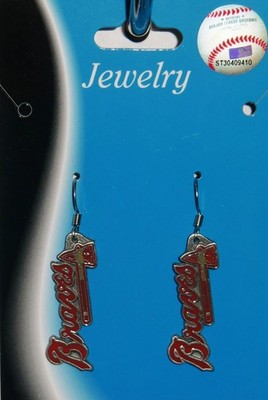 Atlanta Braves Dangle Earrings (Script) Licensed MLB Baseball Jewelry