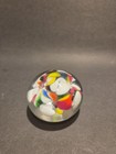 Vintage Clear Glass Paperweight With Multicolor Flowers , Made In Taiwan — photo 2