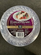 50 Clear Plastic Plates ,50 Pcs 7.5 Inch Plates For Appetizer