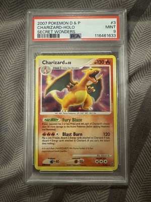 2007 Pokemon D&P Secret Wonders #3 Charizard - Holo PSA 9 *Holo Bleed*