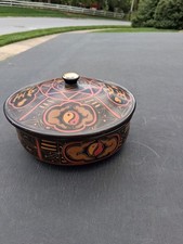 BOL JAPONAIS RECOUVERT DE BOIS LAQUÉ 6 1/4" d'un voyage militaire 1953 au Japon