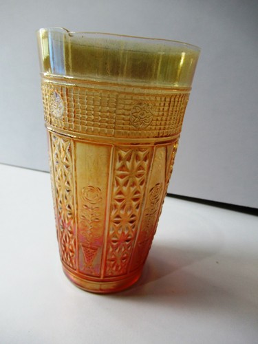 Antique Carnival Glass Tumblers Jain Indian Embroidered Panels Rose Plant "F024 - Picture 3 of 6
