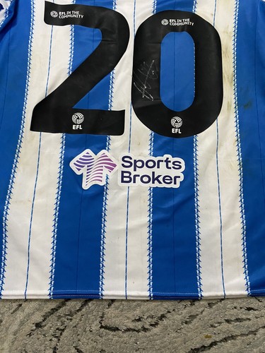 Huddersfield Town Match Worn Signed Oliver Turton #20 Football Shirt Coa Boxed - Picture 21 of 24