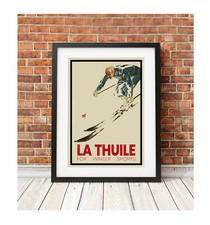 La Thuile  SKI  ITALIA  poster print vintage retro skiing Italy