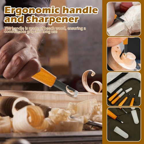 5Pcs Triangular Wood Carving Set Linocut Carving Tools With Blade Protectors-f - Picture 8 of 11