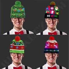 CHRISTMAS Led Light Up Beanie Hat Novelty Knitted Cap Soft LED Beanie Xmas Gift 