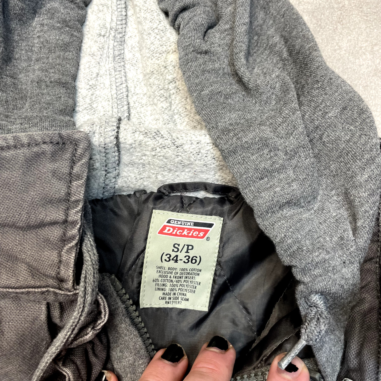 Dickies Over Shirt Mens Y2K Full Zip Quilt Lined Workwear Jacket, Grey, Small image 8