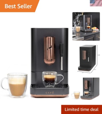 Matte Black Affetto Espresso Maker & Milk Frother - One-Touch Brew in 90 Seconds