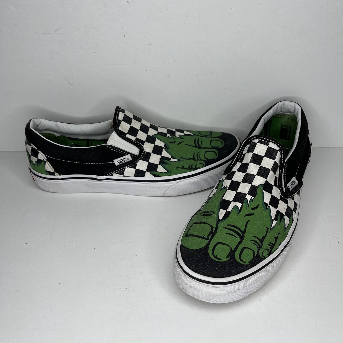 vans x marvel slip on hulk checkerboard shoes
