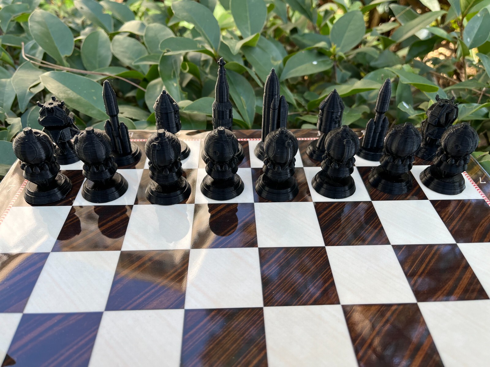 Space Race Chess Set w Handmade Chess Board - Cold War Chess -Rocket ...