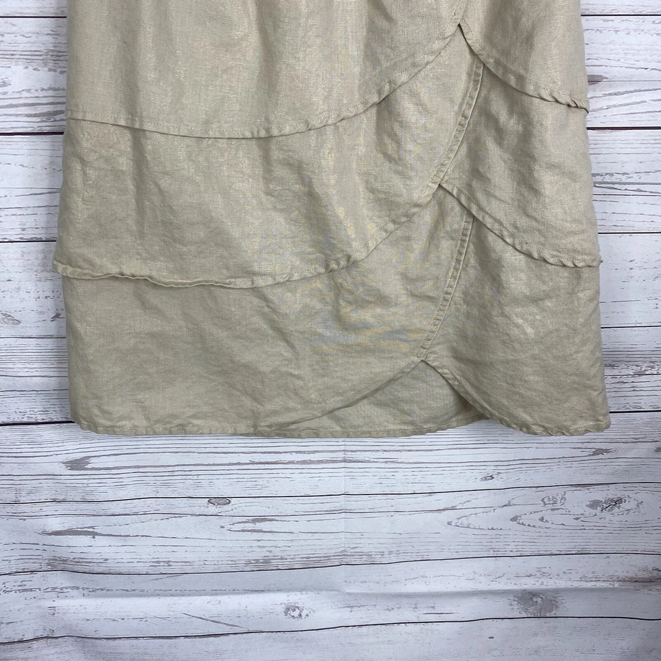 Falda Anthropologie Edme & Esyllte en Capas Talla 4 Beige Metálico Mezcla de Lino Foto 3 de 4