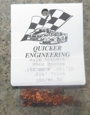 PACKAGE QUICKER ENGINEERING "NEW" AXLE SPACERS PHOS BRONZE .016" 100 