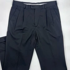 Perry Ellis Mens Portfolio Classic Fit 32/32 Black Polyester Pleated Straight