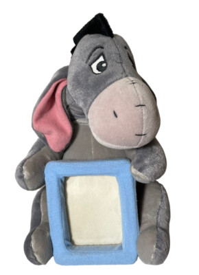 Disney Eeyore Plush 10'' With Photo Picture Frame 3.5x3'' Gray Detachable Tail