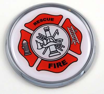 Firefighter Fire Fighter Flag 2.75'' Car Chrome Round Emblem Decal  3D badge