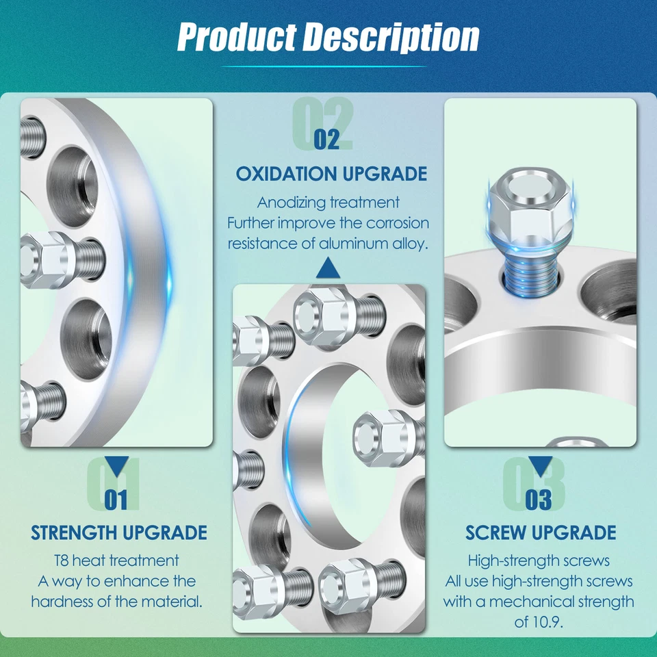 4PC 1" 6x4.5 6x114.3 Wheel Spacers 1/2"x20 71.5mm For Dodge Dakota Durango Viper - Image 3 of 4