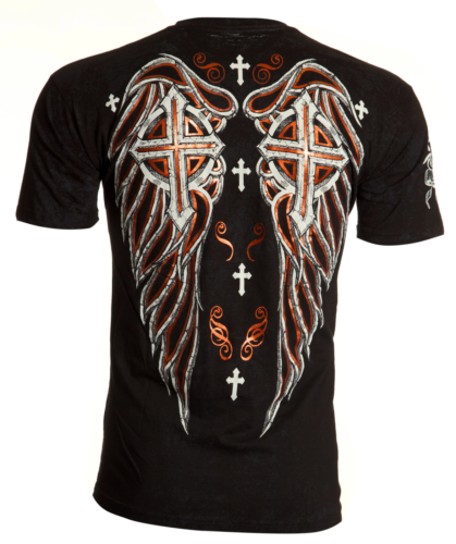 Archaic by Affliction Men's T-Shirt Faith Regained Wings Cross Biker - Picture 1 of 10
