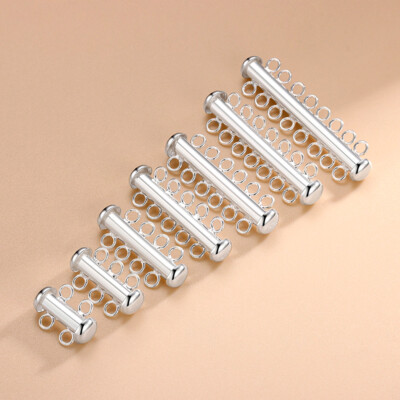 925 Sterling Silver 2 3 4 5 6 7 8 Multi-strand Tube Slide Clasp