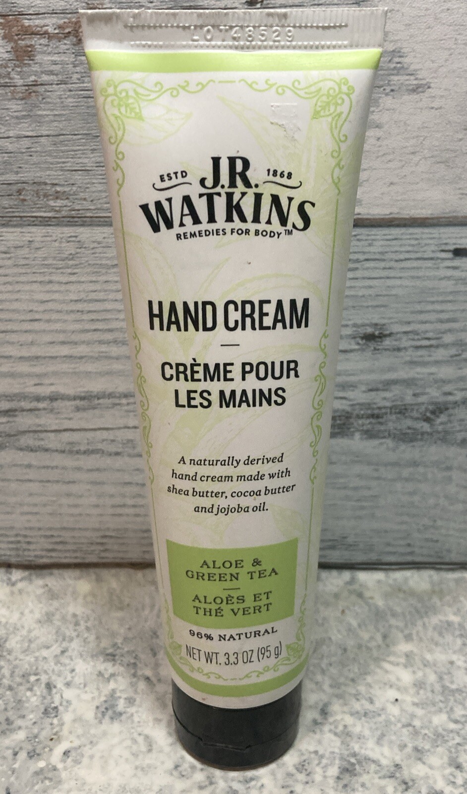 JR Watkins Hand Cream, Aloe & Green Tea, 3.3 oz (95 g)