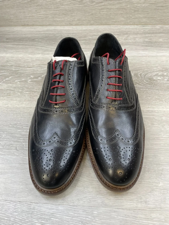 Zapatos de cuero Massimo Matteo Firenze Oxford negros punta de ala brogue 8,5 para hombre Foto 2 de 4
