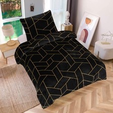 Winter Bettw&auml;sche Teddy Pl&uuml;sch geometrisch schwarz Nicki Kuschelig Warm Fleece