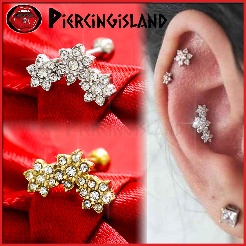 20g Fashion Color Gem Ear Climber Cartilage Ring Ball Bar Stud
