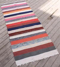 Turkish Rug 30''x75'' Oriental Rag Rug Runner Kilim Multicolor Hallway