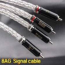 One Pair 8AG 7N OCC Silver Plated Wire RCA Cable HiFi Audio Interconnect Cable