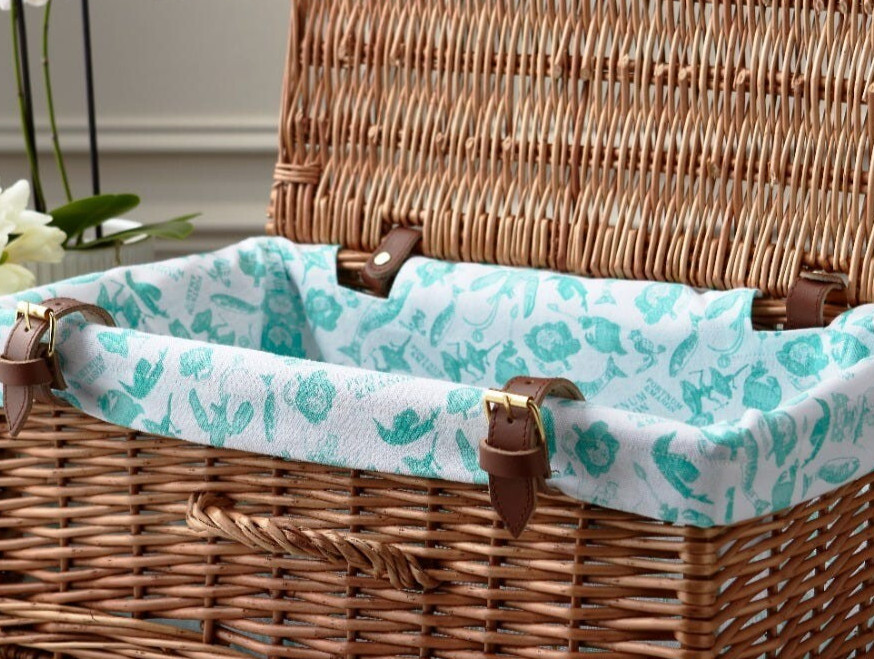Fortnum & Mason Organic Cotton Wicker Hamper Liner- Small NWT