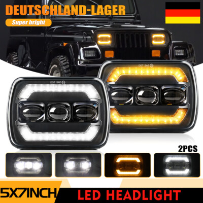2x E-Geprüft 5x7 Zoll LED Scheinwerfer Abblendlicht für Jeep Wrangler GMC Dodge