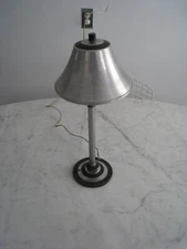 Vintage Art Deco Style Spun Aluminum Shade Table Lamp - Working - 17" tall.