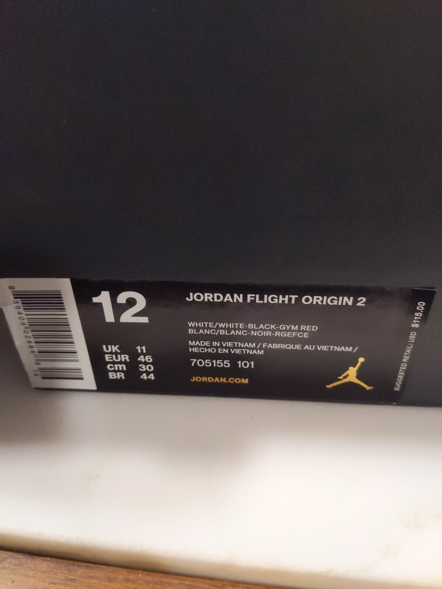 Air Jordan Flight Origin Men's Size 12 WHITE CHICAGO RED BLACK