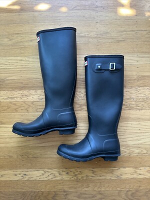 Hunter Women's Original Tall Black Adjustable Rain Boot Black