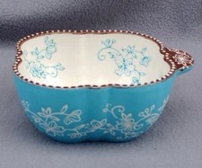 Temptations Floral Lace Light Blue - Individual Open 16 oz. Soup Bowl 5 7/8" Sq.