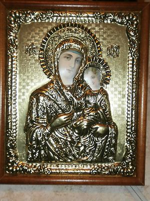 VINTAGE HOLY ICON EXACT REPLICATE BYZANTINE ART FROM GREECE 