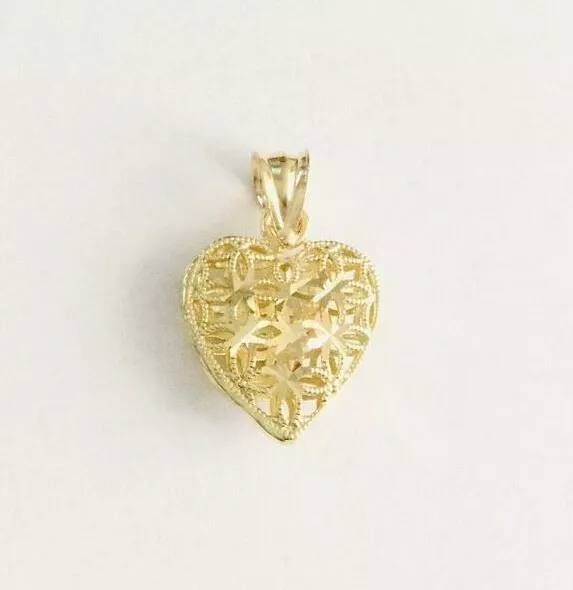10K Solid Gold Heart Pendant,Charm, 23 mm Heart,3D Puffy Heart, Real Gold - GP39