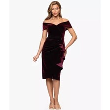 NWT Xscape Velvet Off Shoulder Neck Dress - size 14