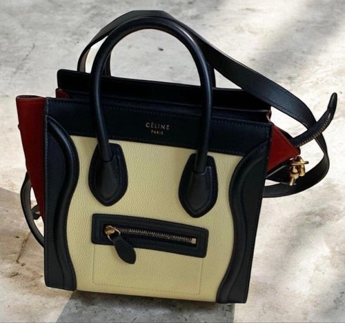 CELINE Luggage Nano Bicolor Red White Leather Women Used From Japan
