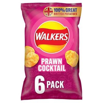 Walkers Chips Garnelen Cocktail Multipack, 100% Great British Potatoes