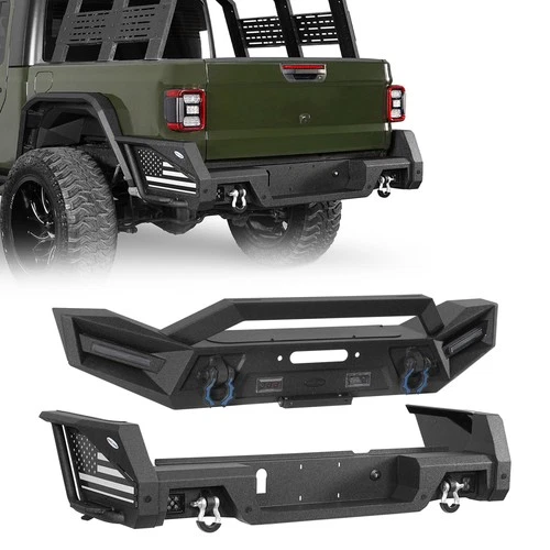 Steel Front Rear Bumper w/ Bedside Slider Steps For 2020-2026 Jeep Gladiator JT